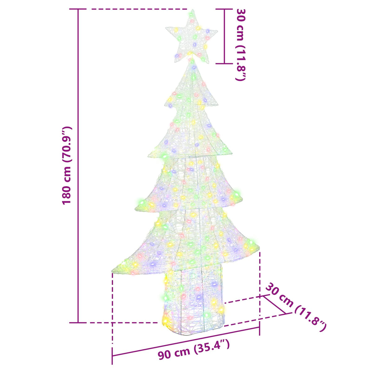 Julgran 240 LED-lampor Flerfärgsdesign 180 cm Akryl