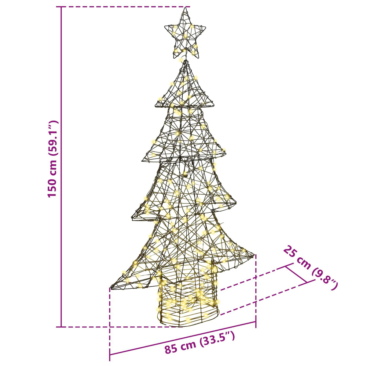 Julgran 160 LED-lampor Varmvit 150 cm Rotting