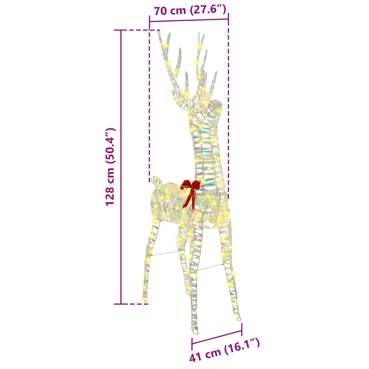 3D Ren 140 LED-lampor Varmvit 128 cm PET
