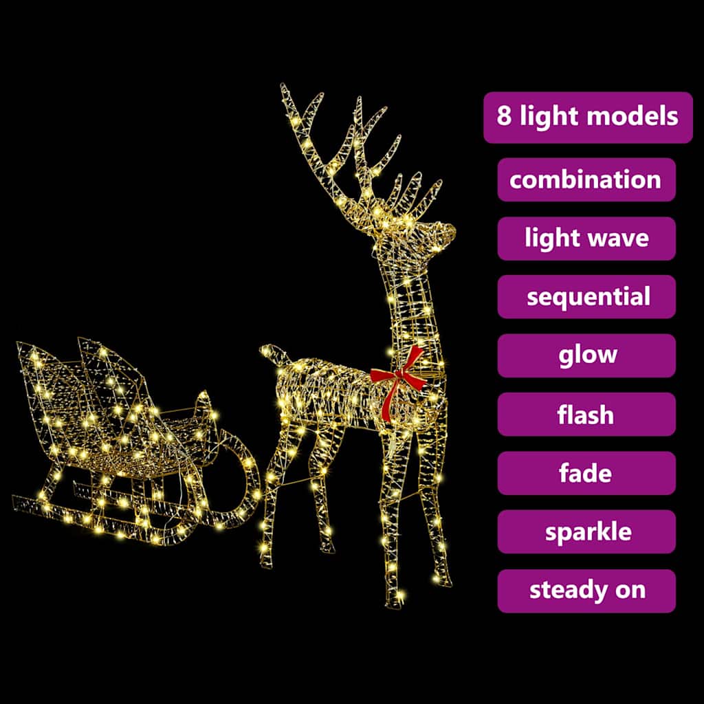 Ren Pull Släde 200 LED-lampor Varmvit 70 x 26 x 129 cm PET