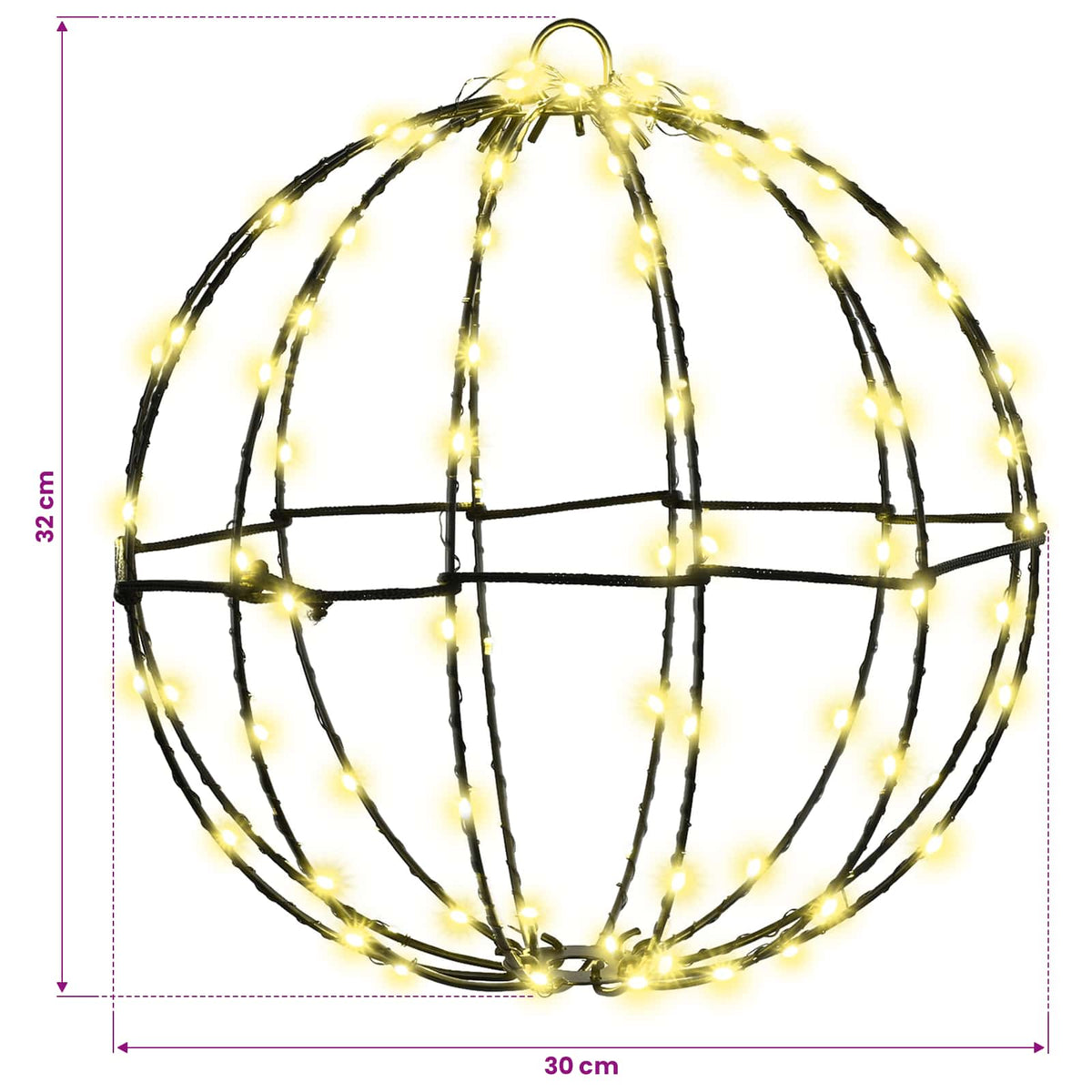 Ball 2 st Varmvit 30 x 30 x 32 cm Metall 192 LED-lampor