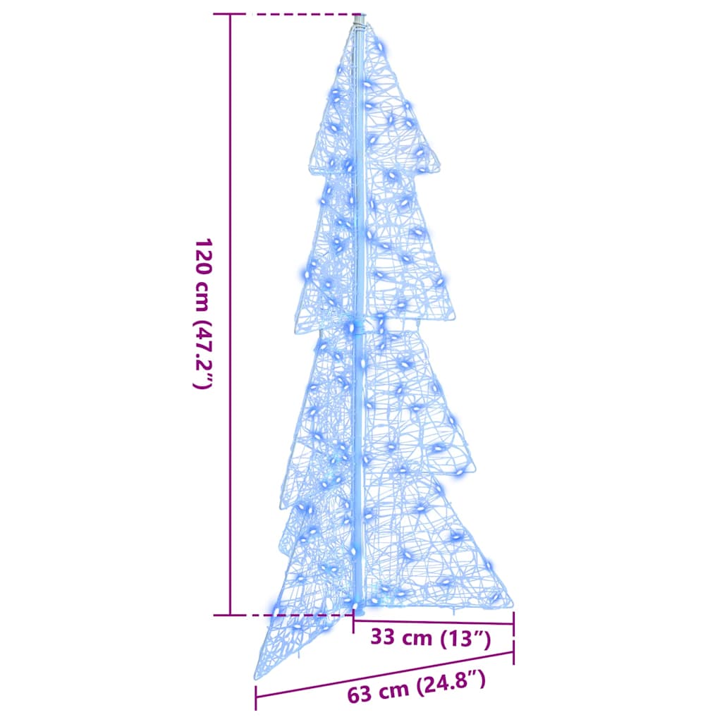 Julgran 100 LED-lampor Blå 120 cm Akryl