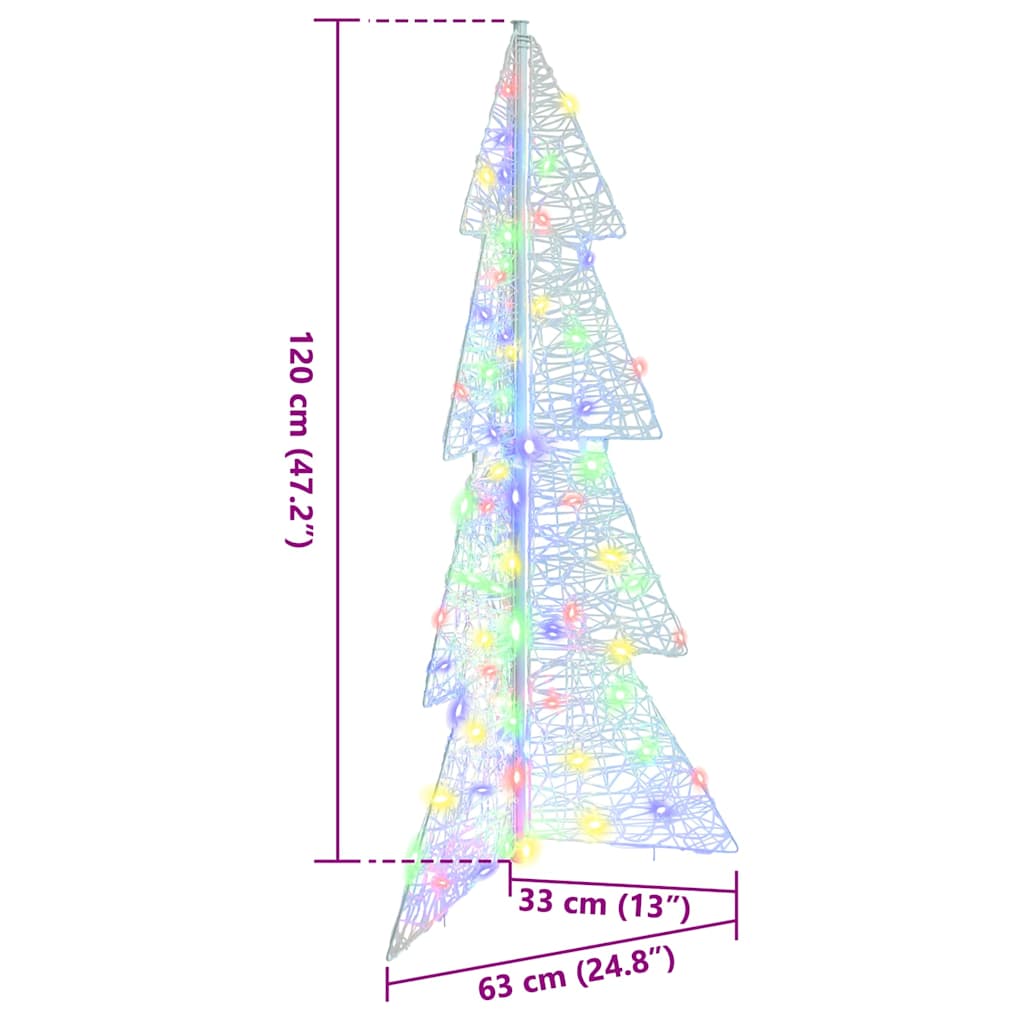 Julgran 100 LED-lampor Flerfärgsdesign 120 cm Akryl