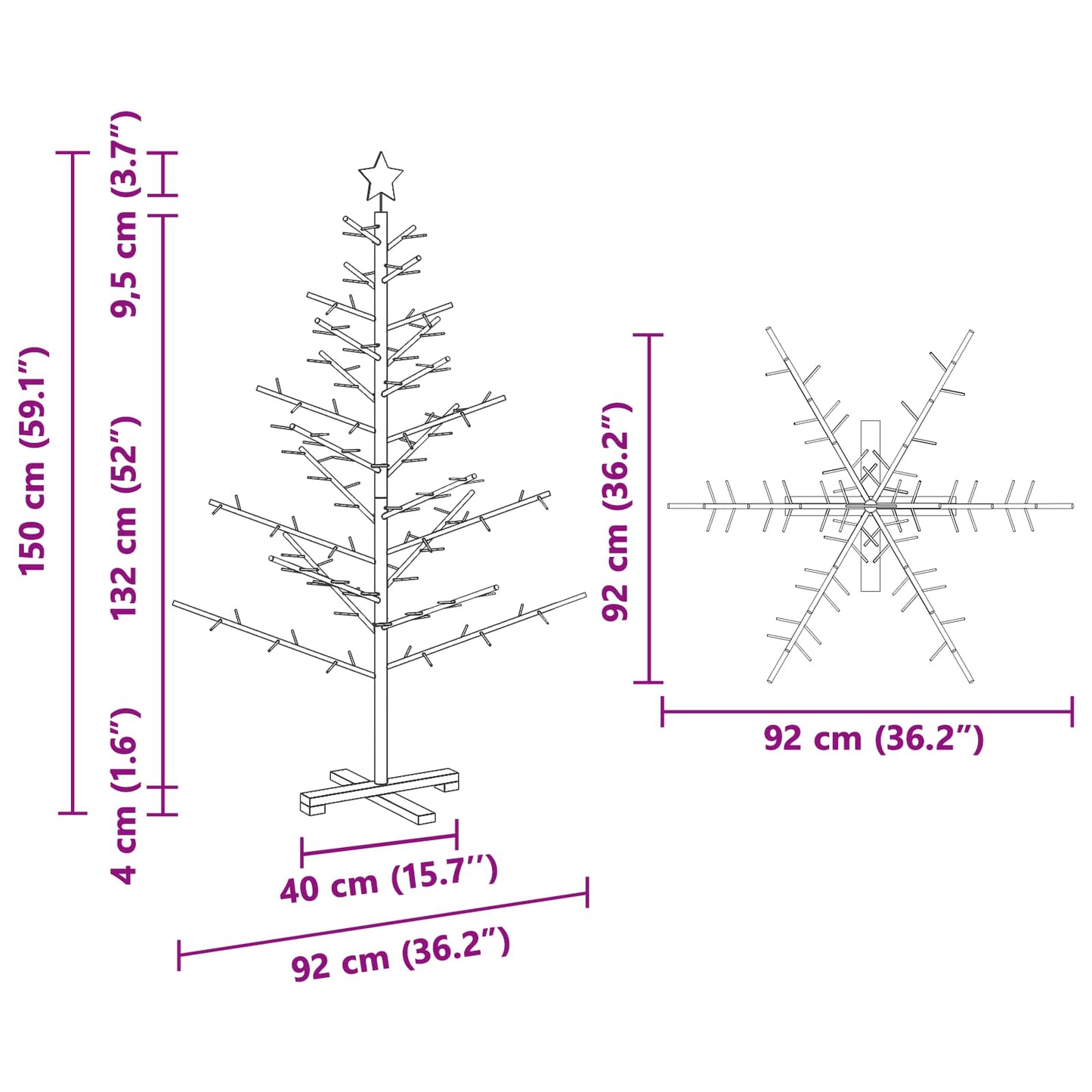 Träjulgran med stativ Naturfärg 150 cm Massiv furu