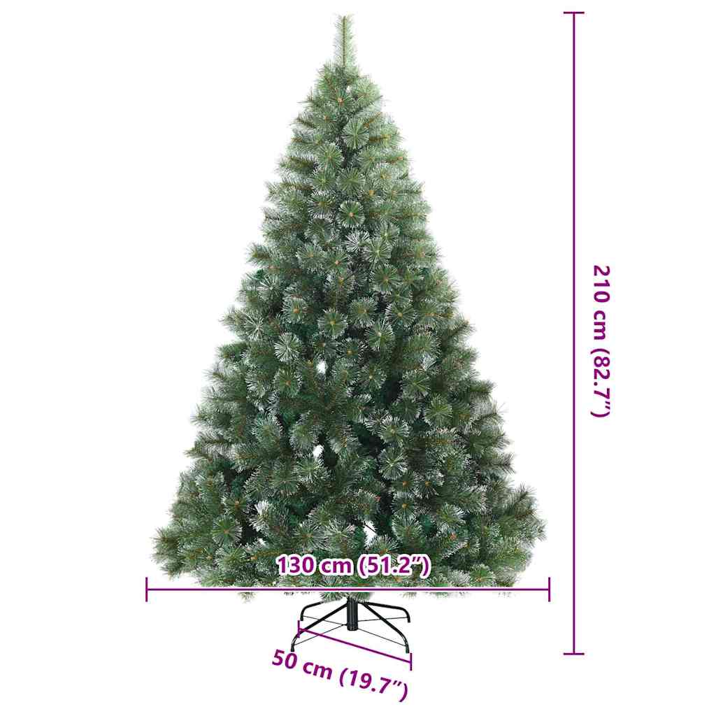 Konstgjord Vikbar Julgran Snö Flocked Grön 210 cm PVC, stål