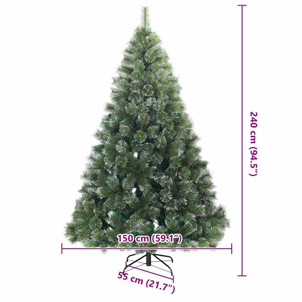 Konstgjord Vikbar Julgran Snö Flocked Grön 240 cm PVC, stål