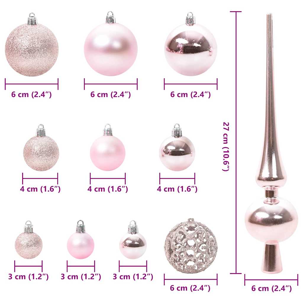 Julprydnad Set 61 st 150 LED-lampor Varmvit Ø 6 cm