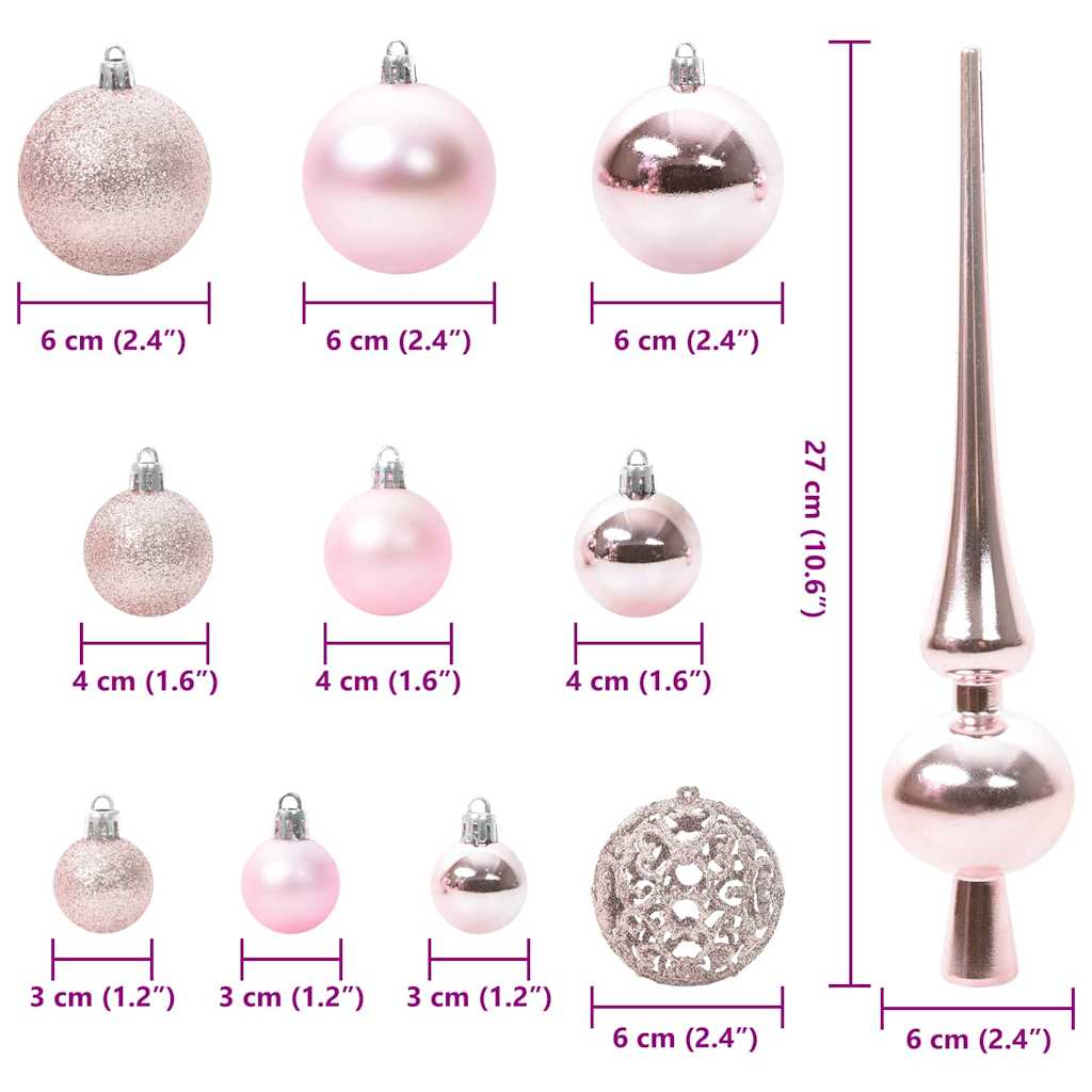 Julprydnad Set 120 st 300 LED-lampor Varmvit Ø 6 cm