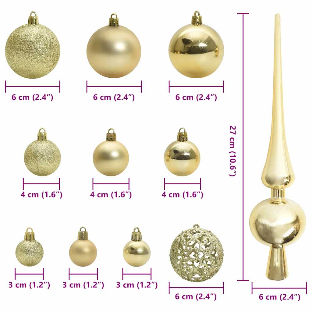 Julprydnad Set 120 st 300 LED-lampor Varmvit Ø 6 cm