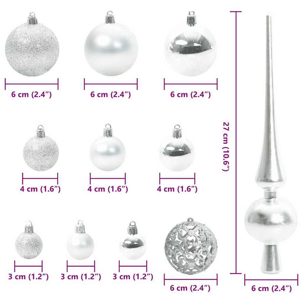Julprydnad Set 120 st 300 LED-lampor Varmvit Ø 6 cm