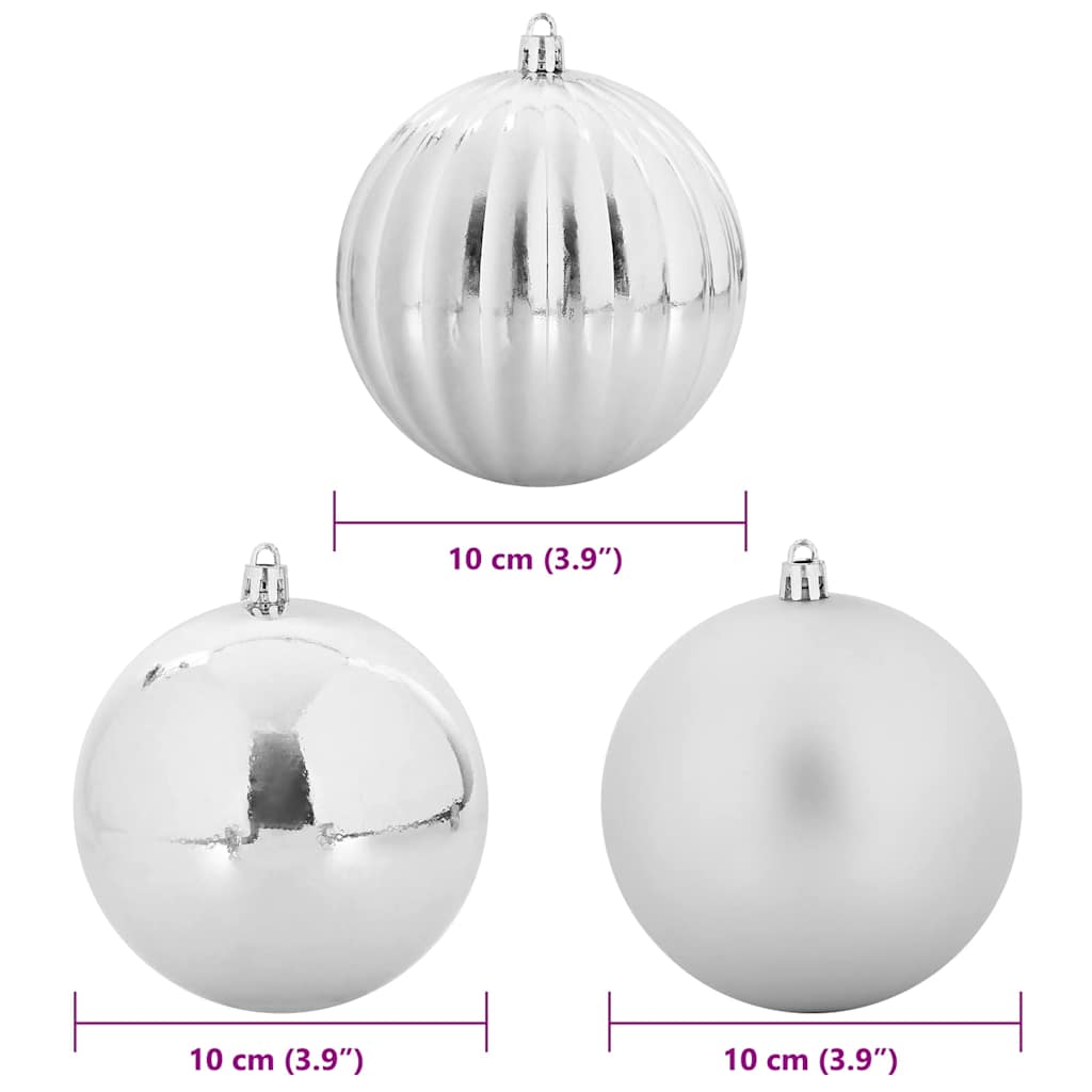 Julkulor Set XL 15 st Silver Ø 10 cm Plast