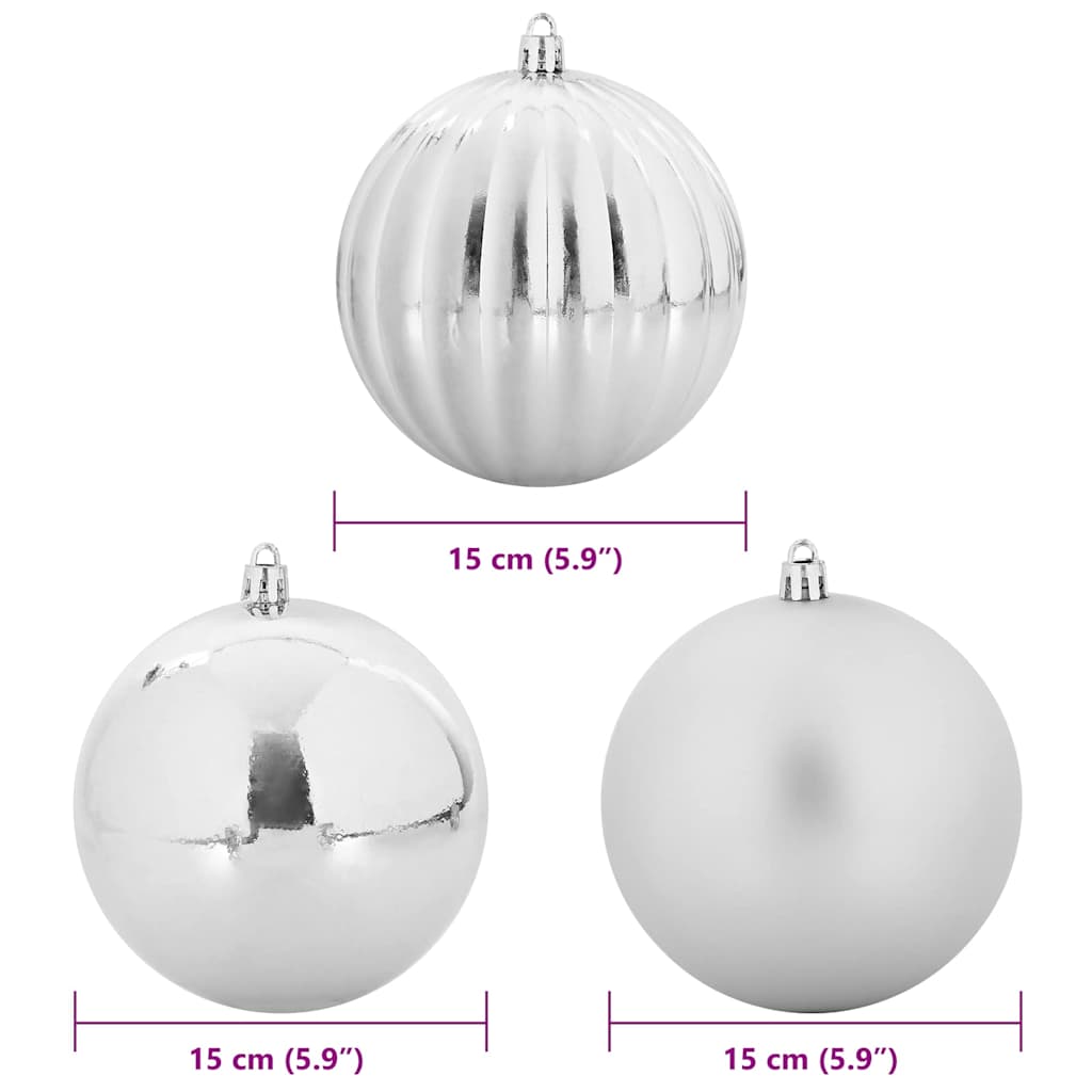 Julkulor Set XL 9 st Silver Ø 15 cm Plast