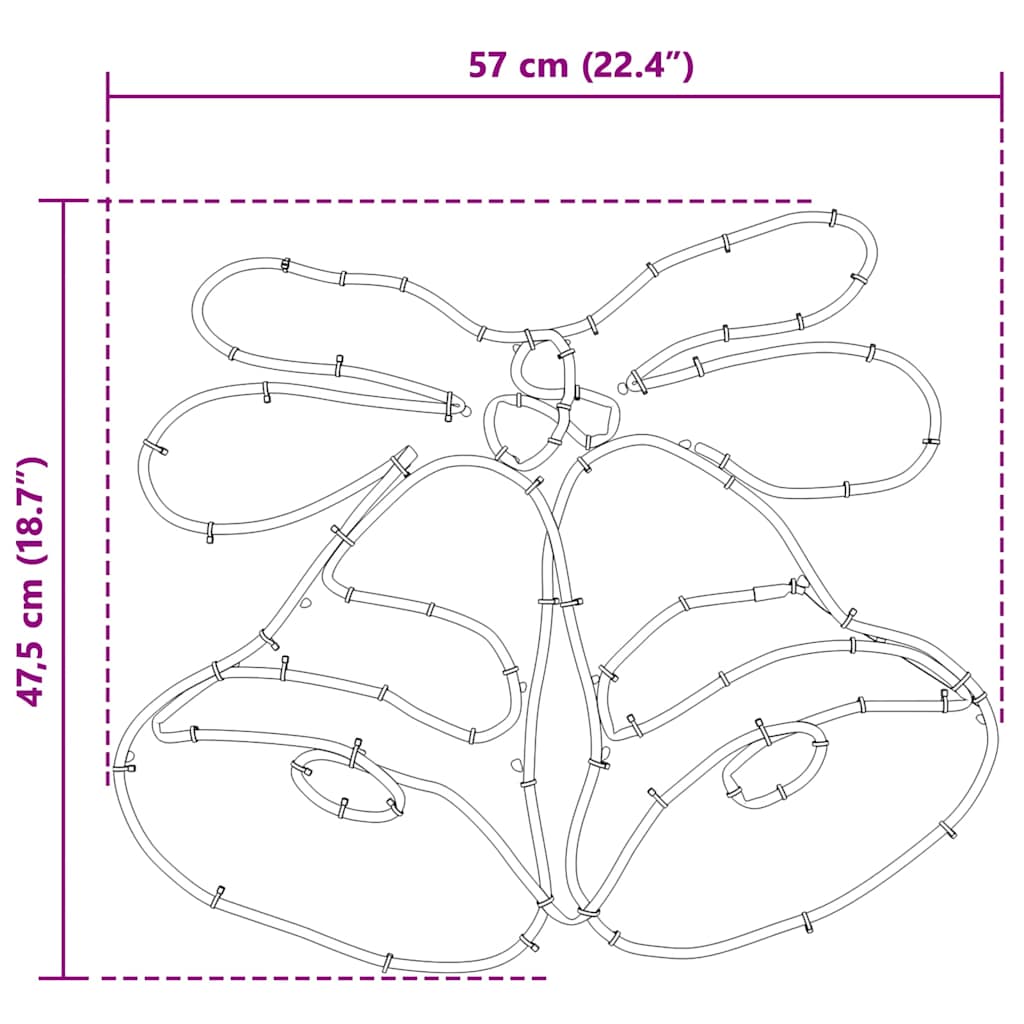 Julklinga 144 LED-lampor Flerfärgsdesign 57 x 47,5 cm PVC