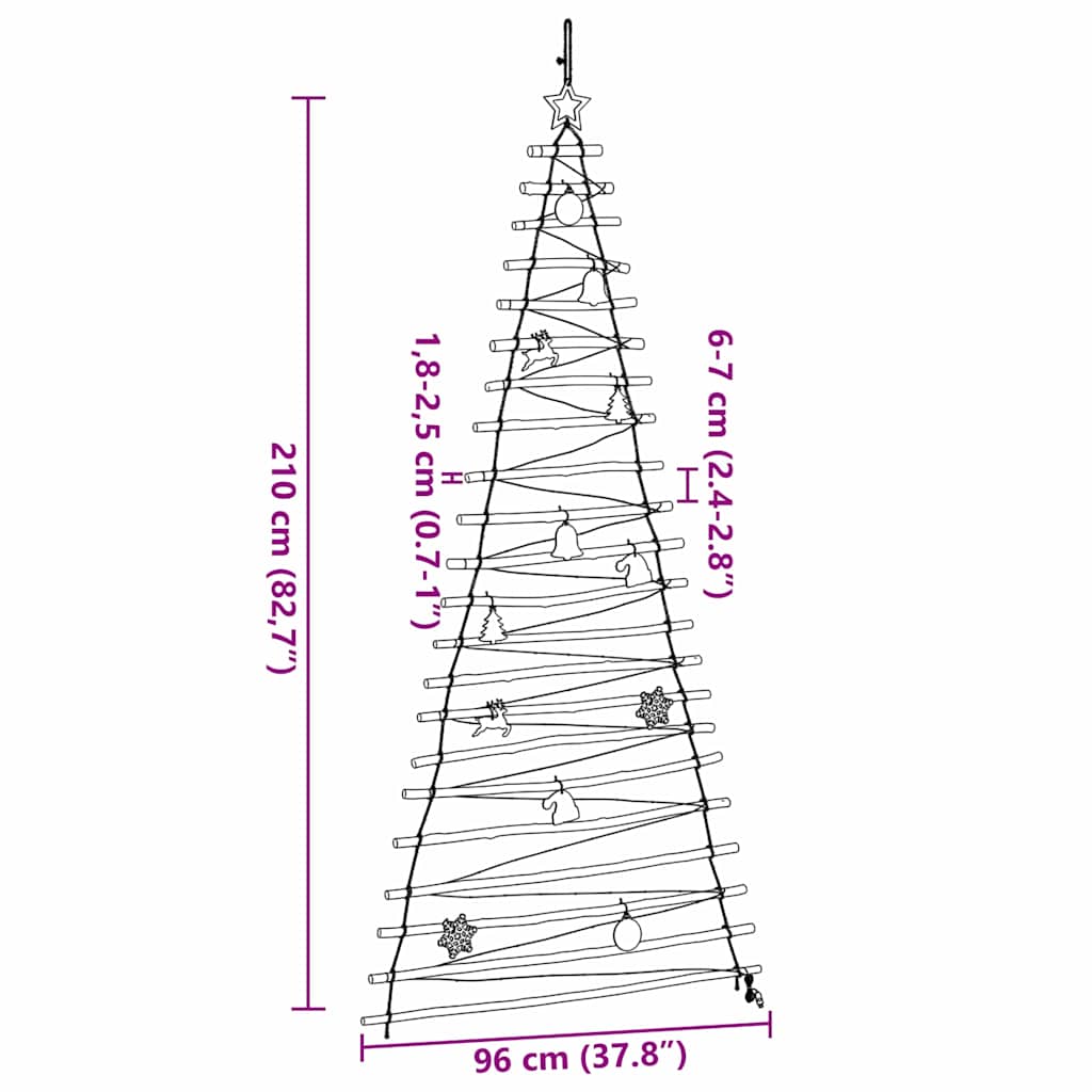Julgran med 130 LED-lampor Naturfärg 210 cm massiv ask