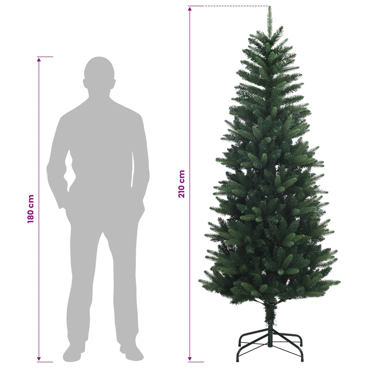 Artificial Hinged Christmas Tree 210 cm PE och PVC Grön