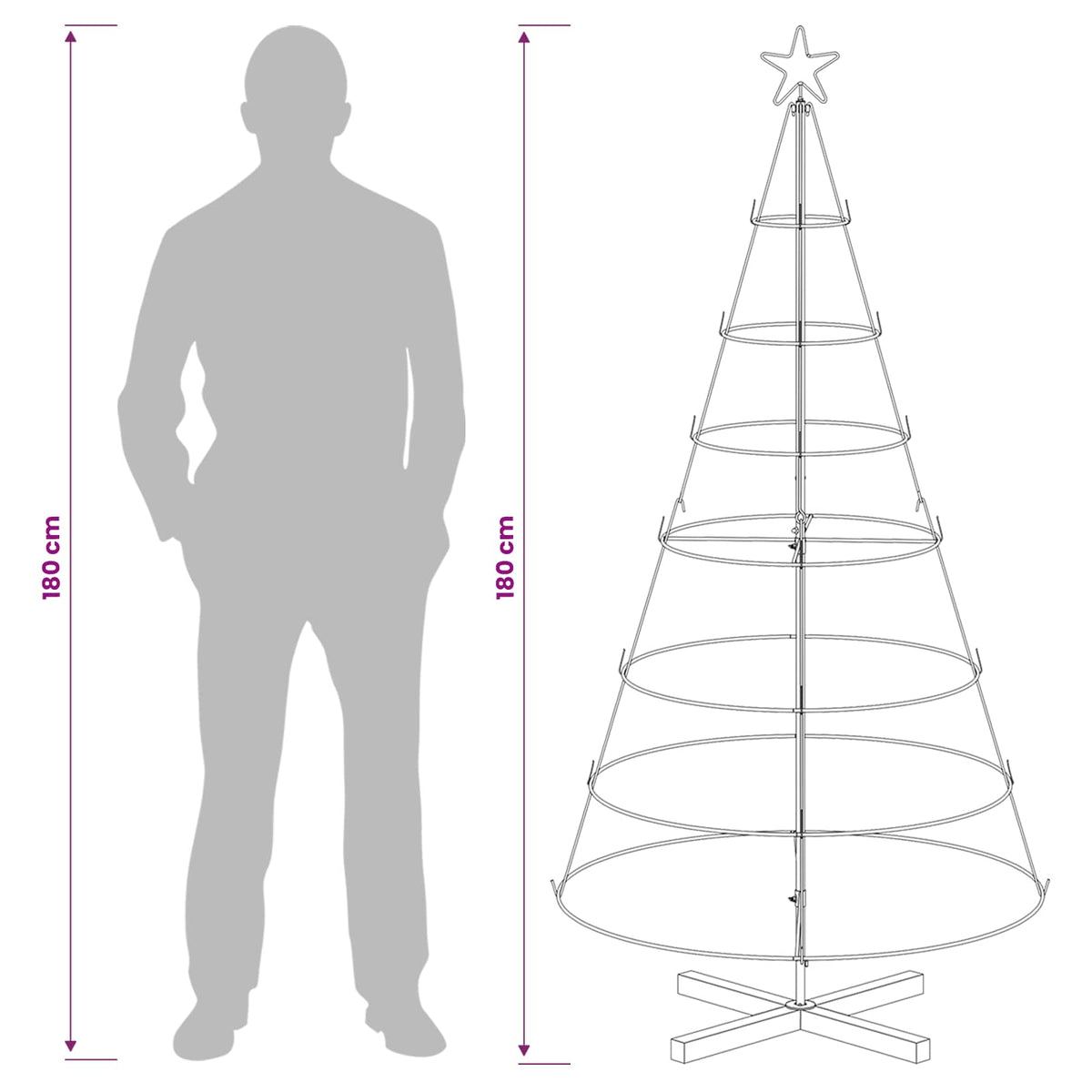 Julcone-träd KUOPIO 180 cm Stål Vit