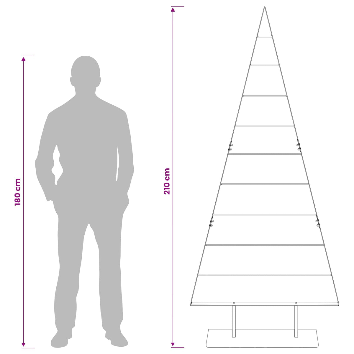 Metall julgran KUOPIO 210 cm Stål Guld