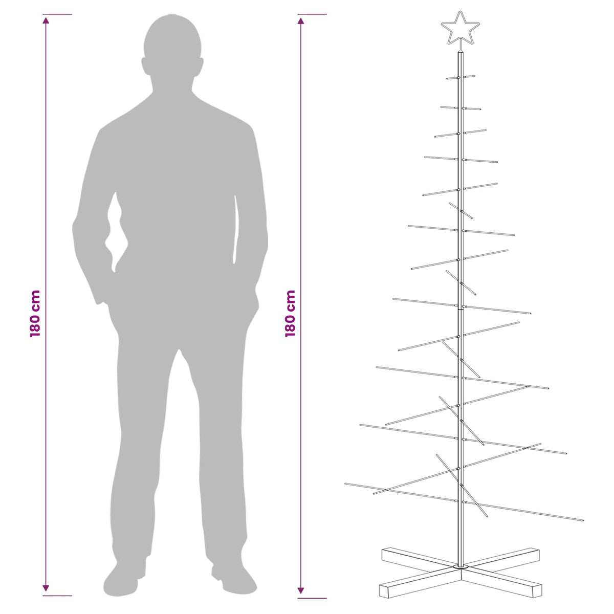 Julgran i metall med fot KUOPIO 180 cm Stål Guld