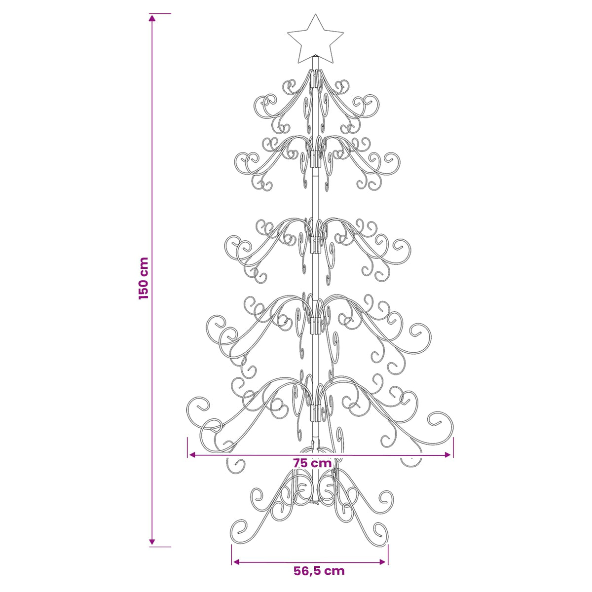 Metall julgran KUOPIO 150 cm stål White