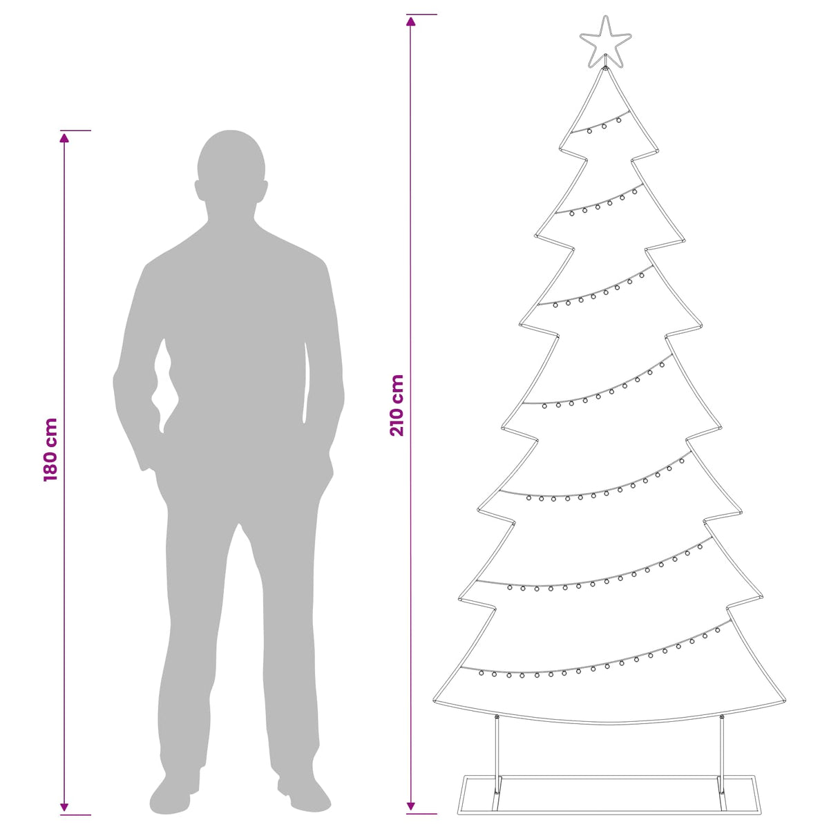 Julgran i metall med fot KUOPIO 210 cm Stål Guld