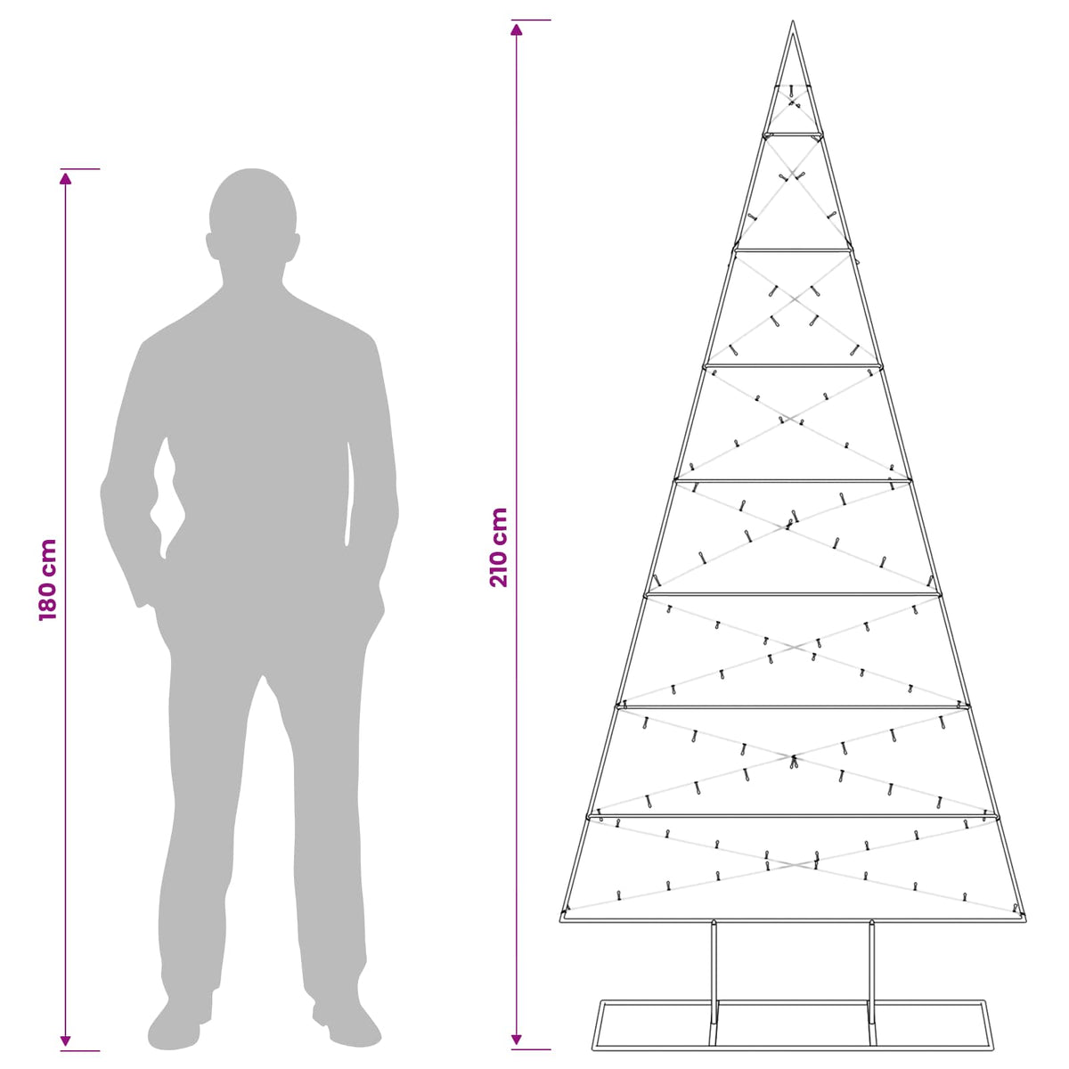 Metall julgran KUOPIO 210 cm Varmvit Pulverlackerad stål Svart