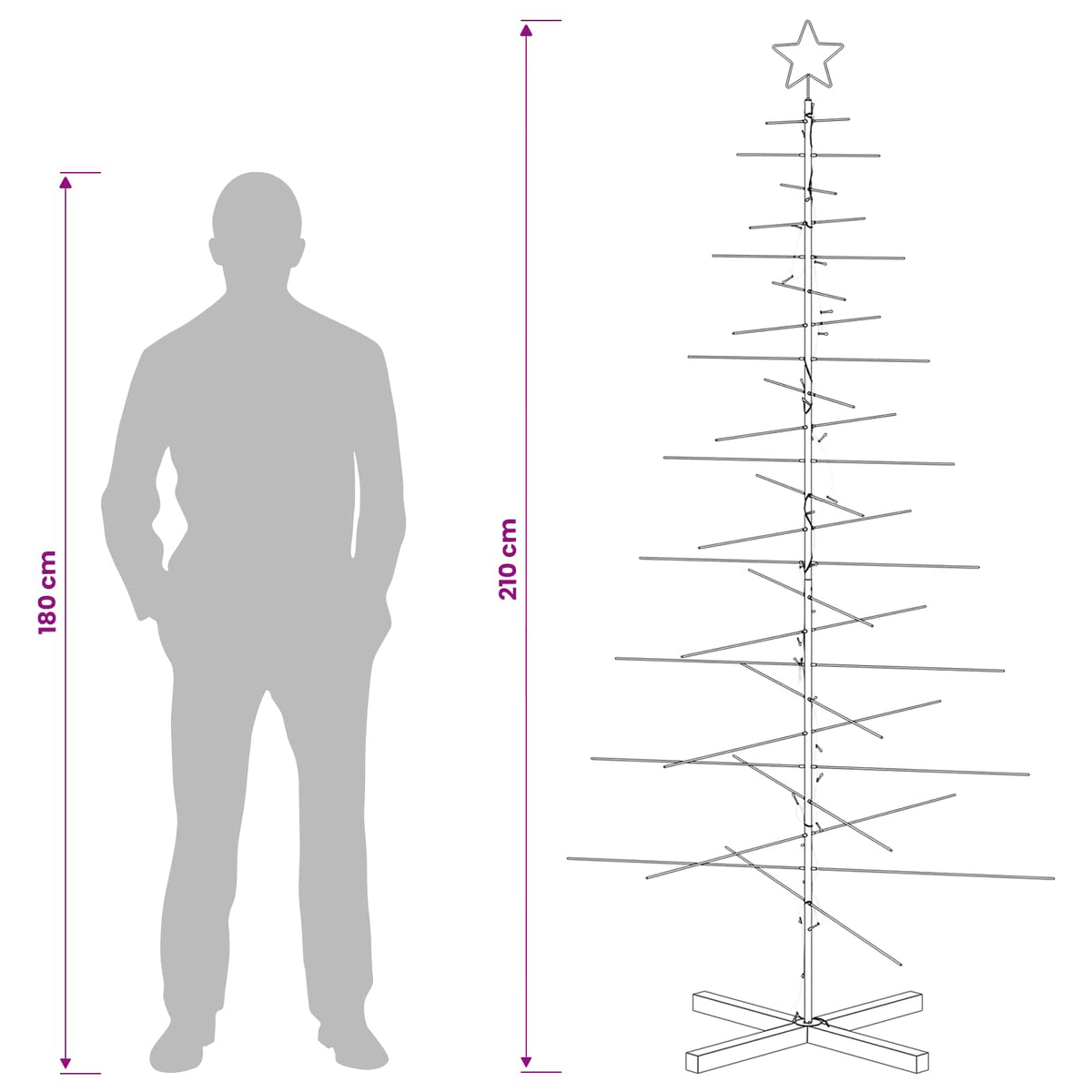 Julgran i metall med fot KUOPIO 210 cm Varmvit Stål Svart