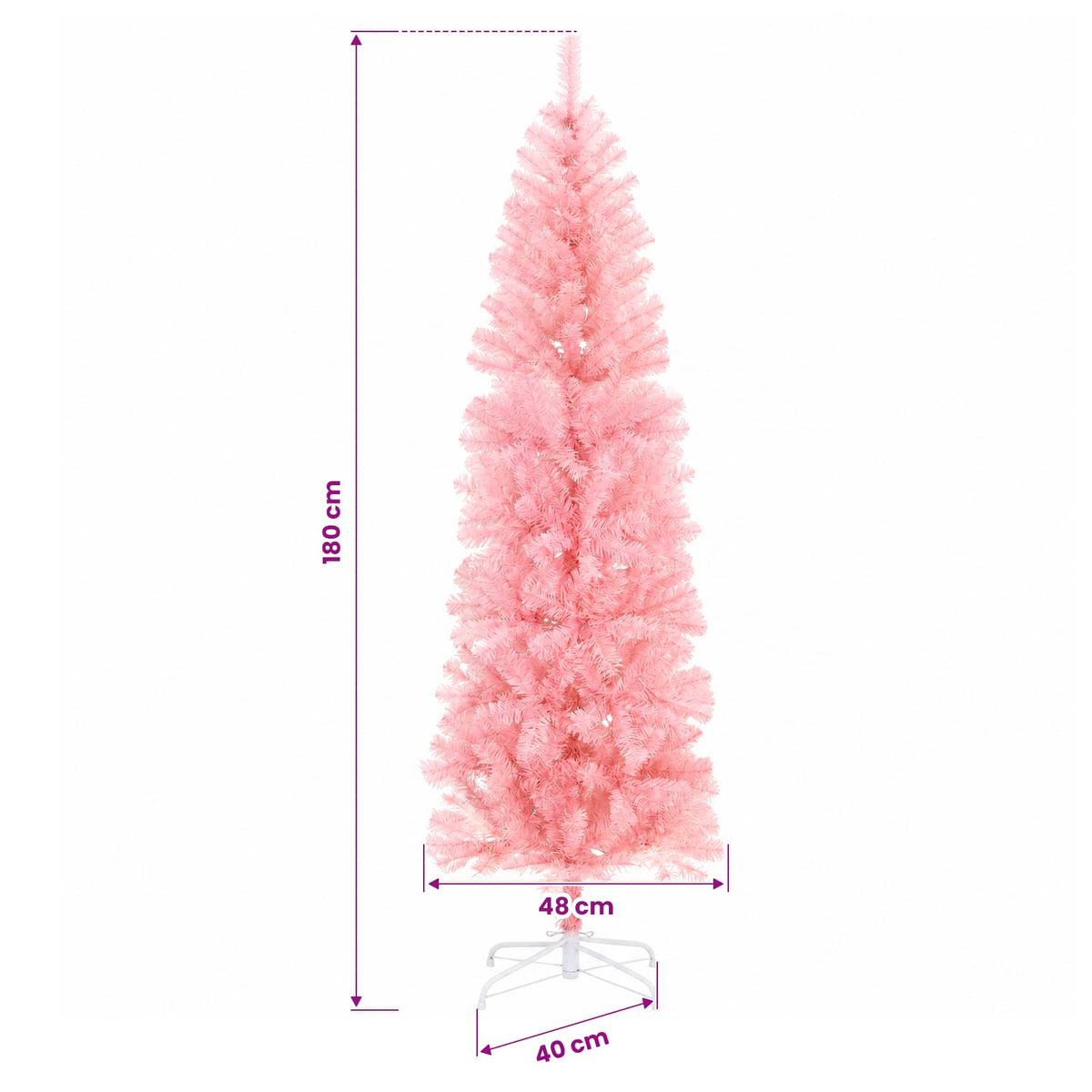 Smal konstgjord julgran med julkulor 180 cm 300 LED-lampor