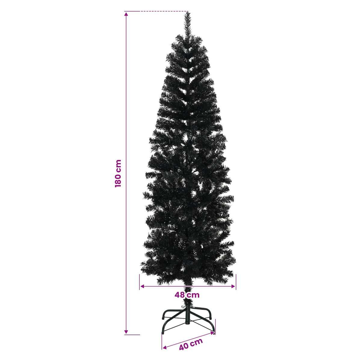 Smal konstgjord julgran med julkulor 180 cm 300 LED-lampor
