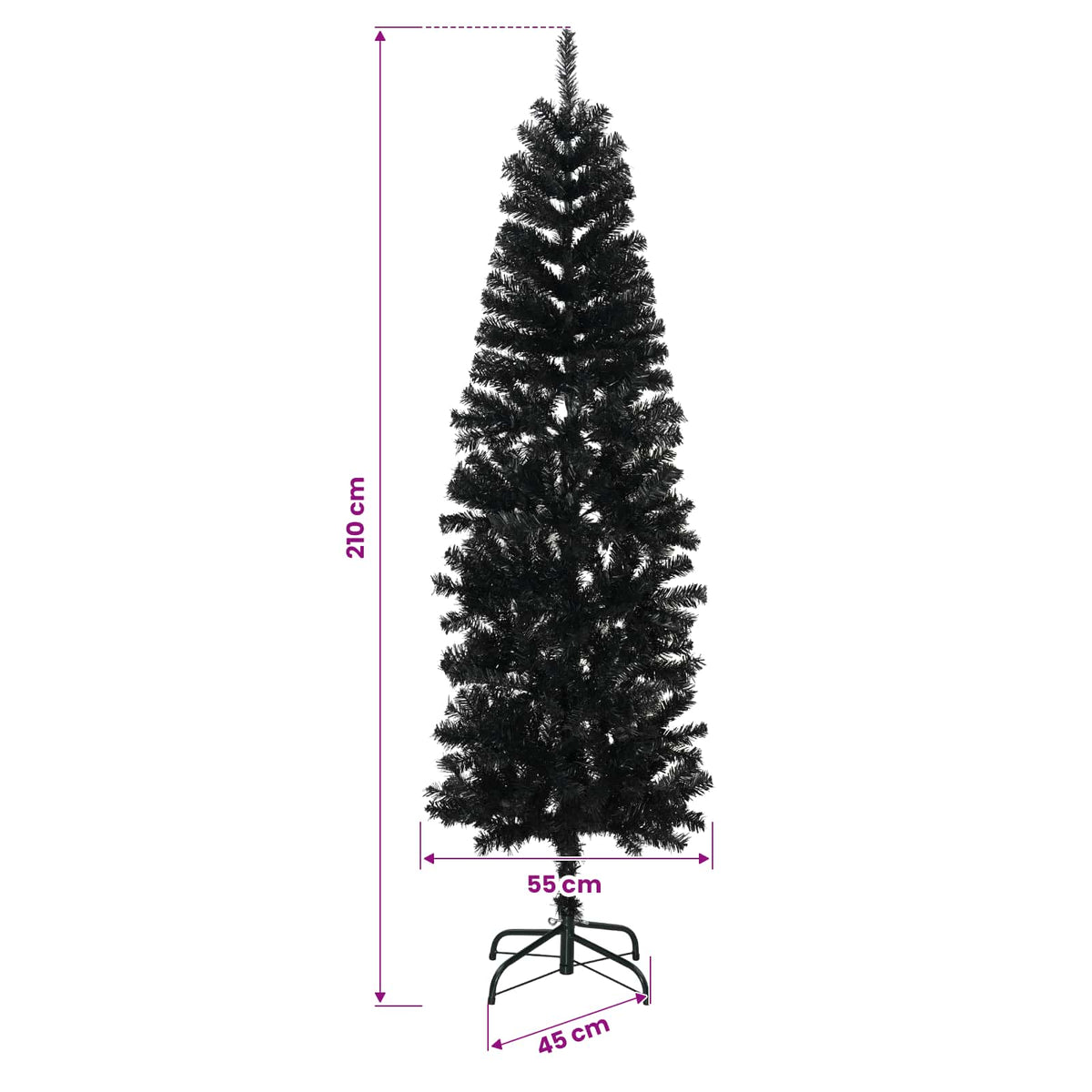 Smal konstgjord julgran med julkulor 210 cm 300 LED-lampor