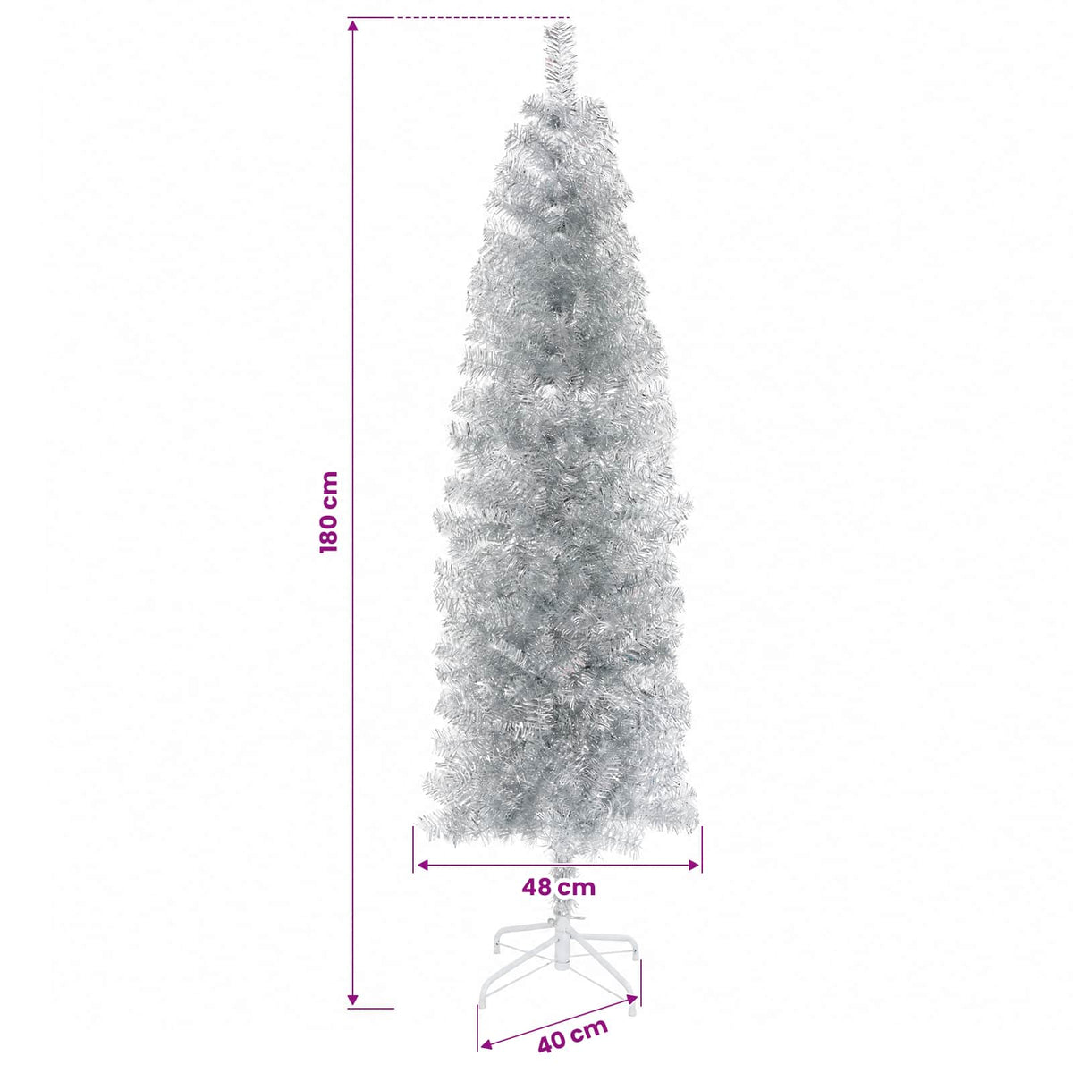 Smal konstgjord julgran med julkulor 180 cm 300 LED-lampor