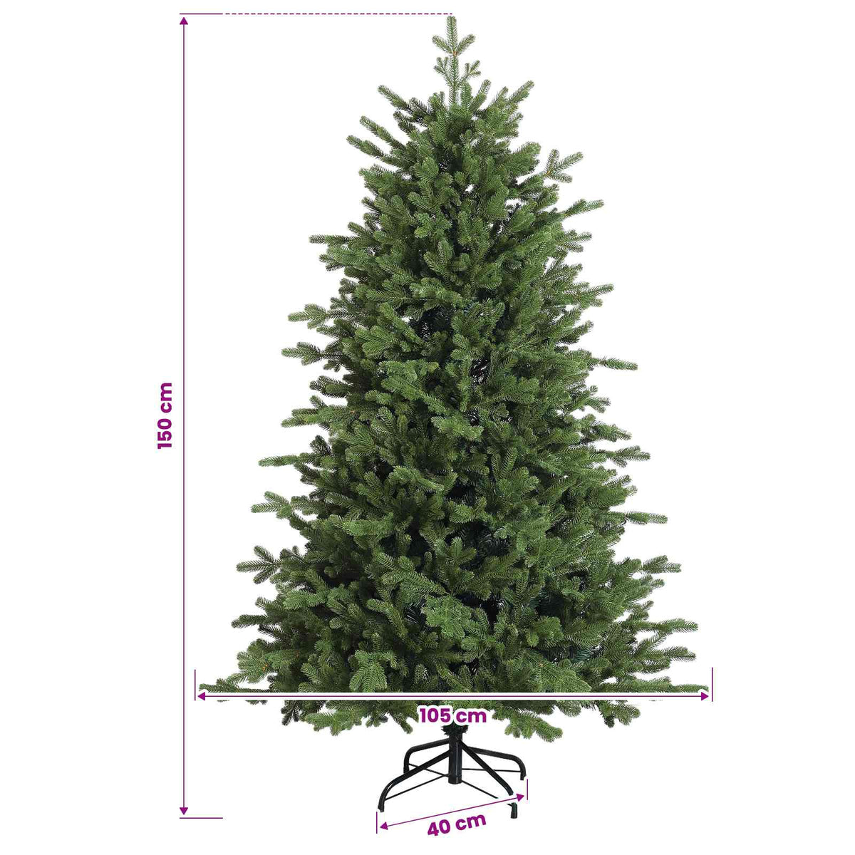 Plast Hingad Julgran 150 cm 150 LED-lampor Varmvit PE & PVC