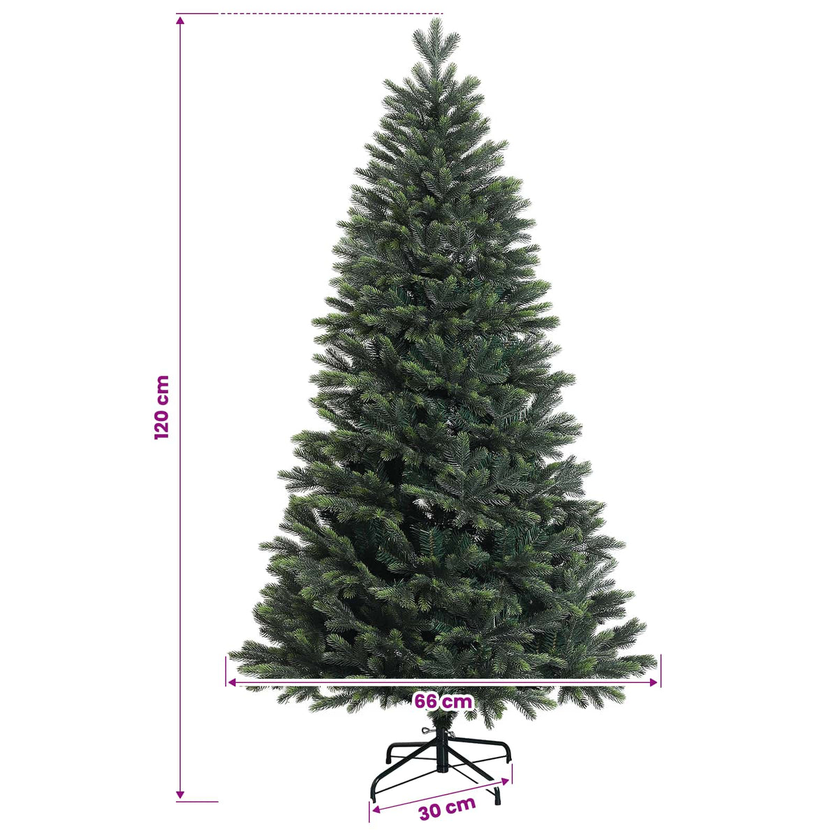 Konstgjord julgran med kulor 120 cm 150 LED-lampor Varmvit