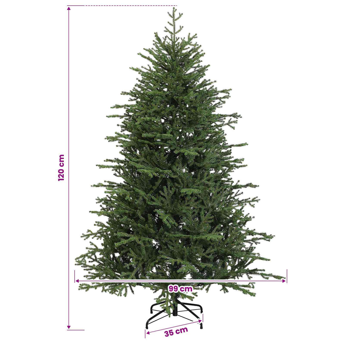 Konstgjord julgran med julkulor 120 cm 150 LED-lampor Varmvit