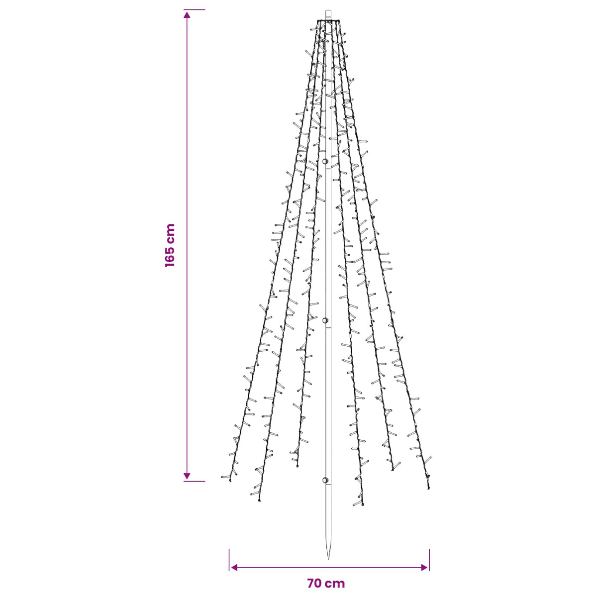 LED Julgran 165 cm 540 LED-lampor Varmvit Stål Svart