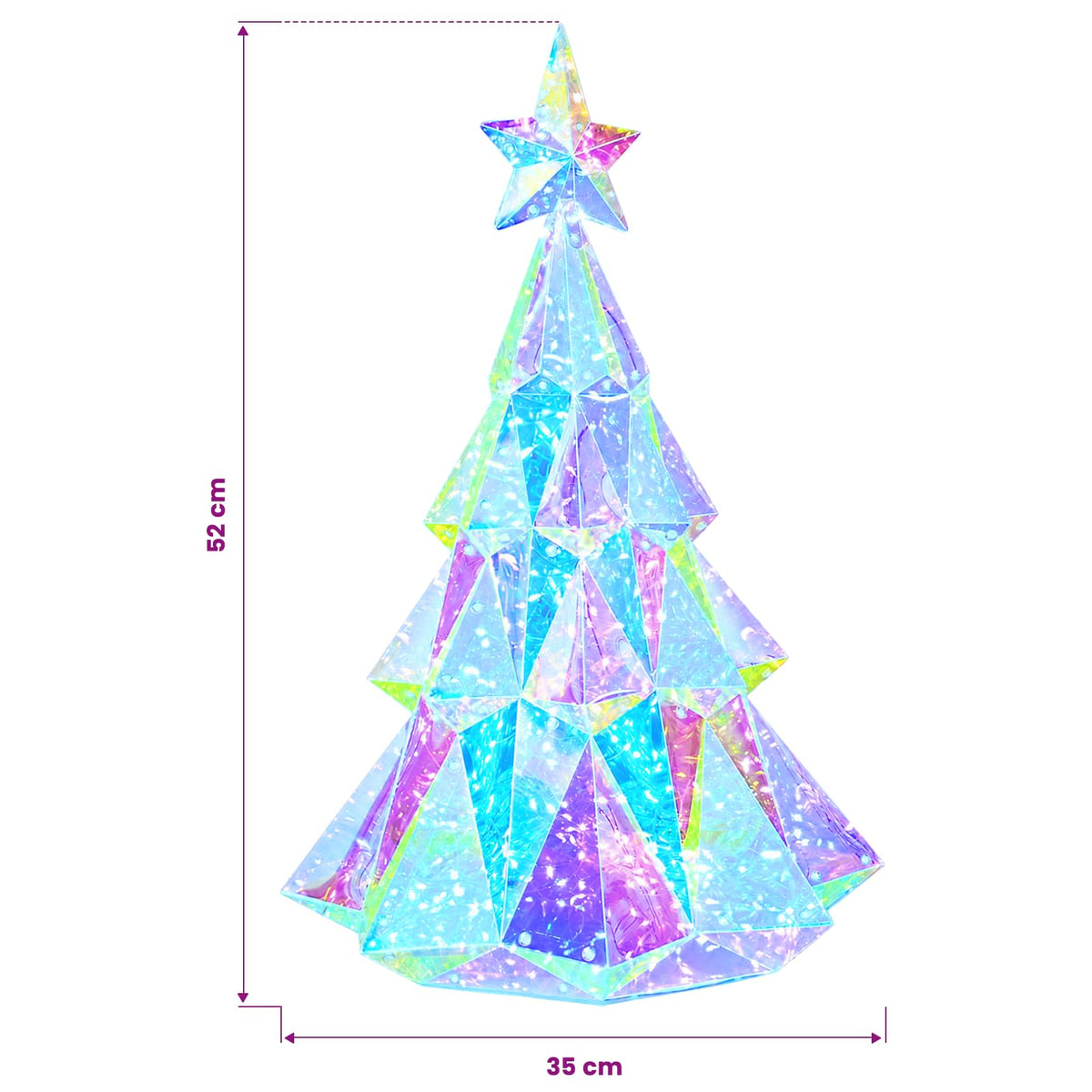 Skimrande prismatisk LED-julgran Flerfärgsdesign Ø 35 x 52 cm