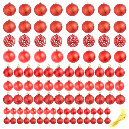 Julgranskulor 100 delar set 3/4/6 cm röd