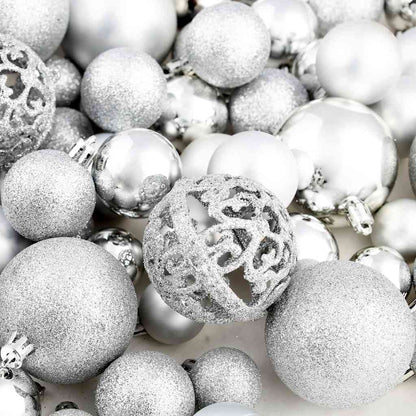 Julgranskulor 100 delar set 3/4/6 cm silver