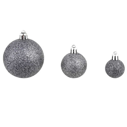 Julgranskulor 100 delar set 3/4/6 cm vit/grå