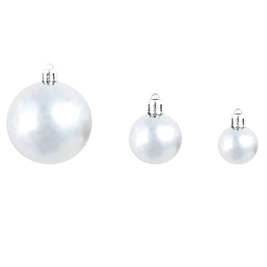 Julgranskulor 100 delar set 3/4/6 cm vit/grå