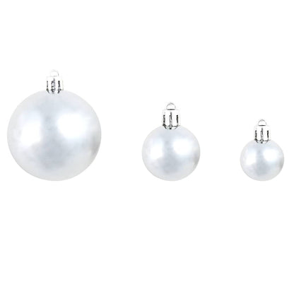 Julgranskulor 100 delar set 3/4/6 cm vit/grå