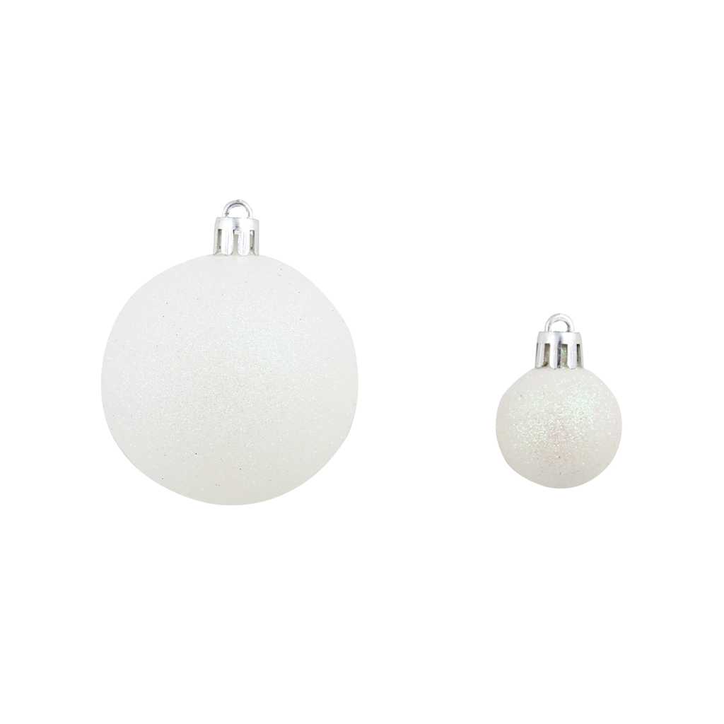 Julgranskulor 100 delar set 3/4/6 cm vit/grå