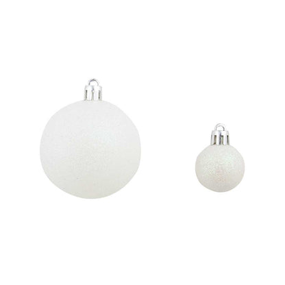 Julgranskulor 100 delar set 3/4/6 cm vit/grå