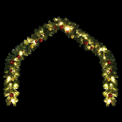 Julkrans dekorerad med julkulor och LED-lampor 5 m