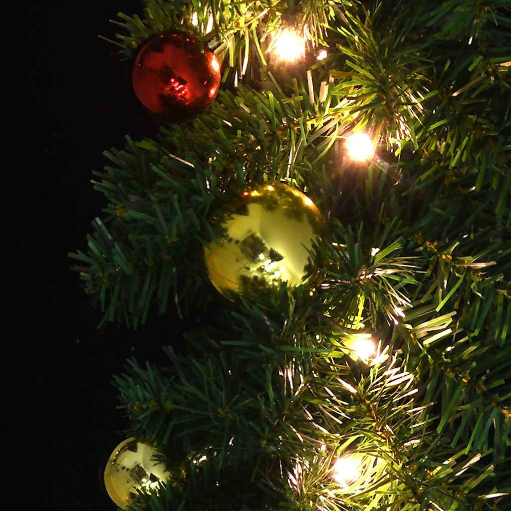 Julkrans dekorerad med julkulor och LED-lampor 10 m