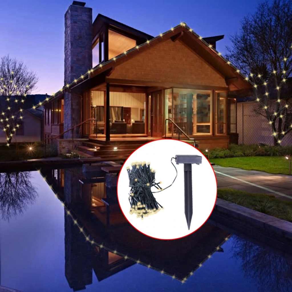 Soldriven ljusslinga LED varmvit