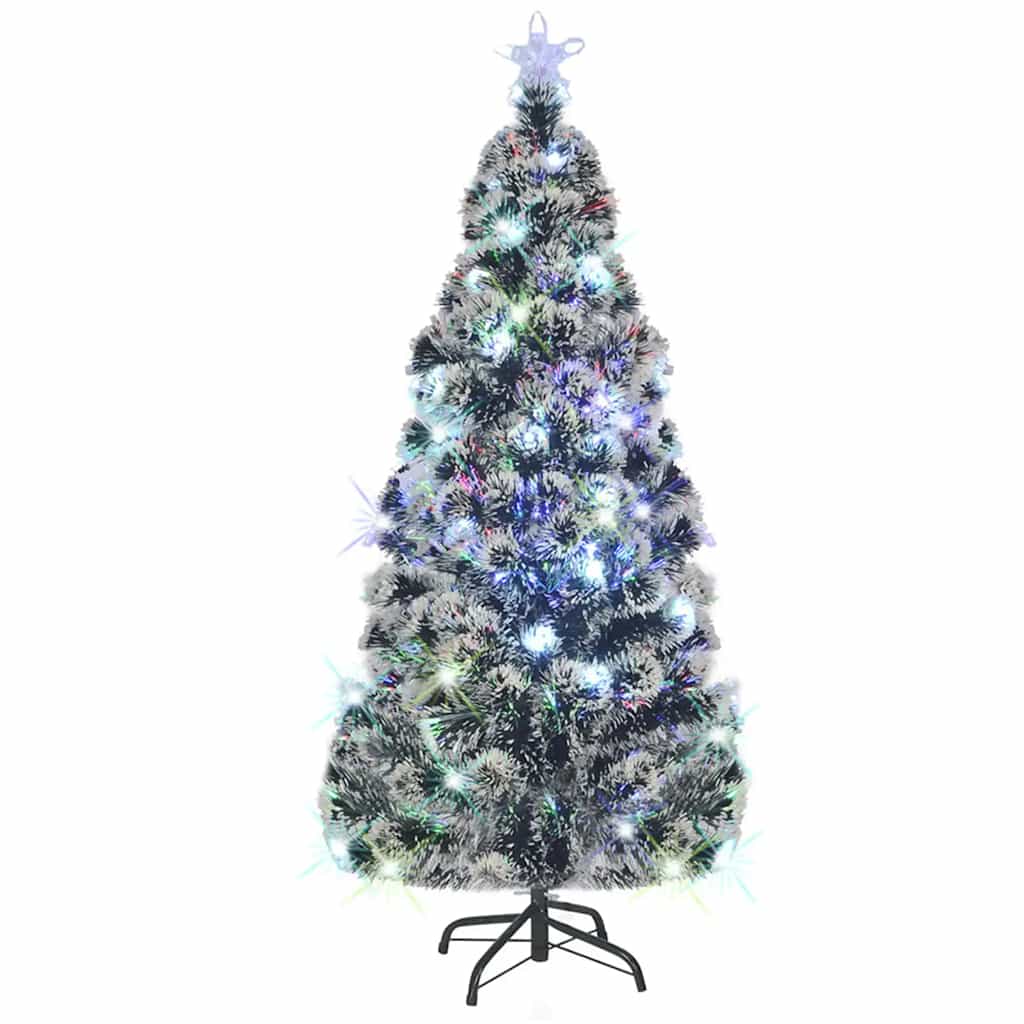 Förbelyst julgran med fot och LED 150 cm fiberoptik