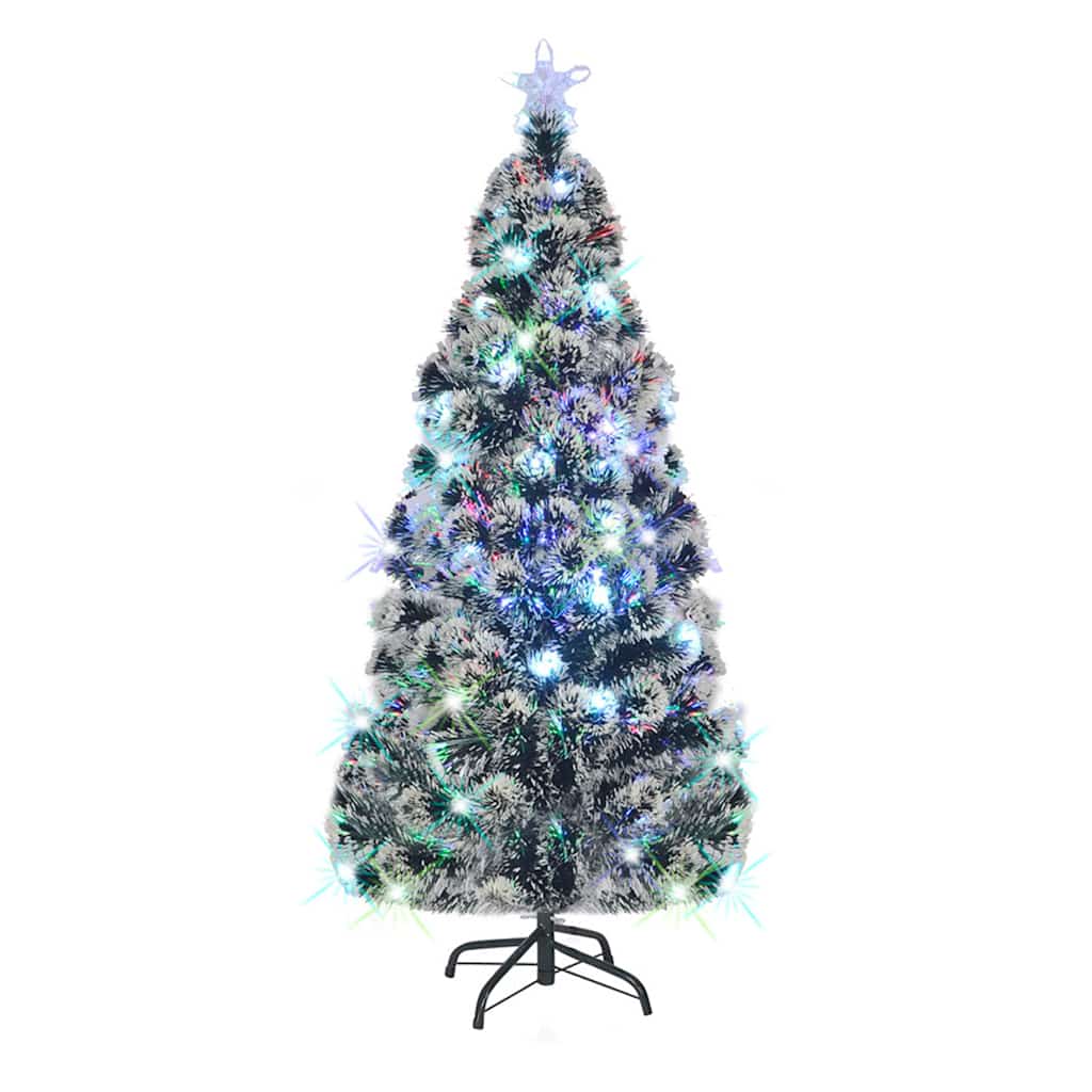 Förbelyst julgran med fot och LED 180 cm fiberoptik