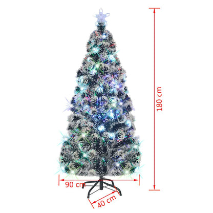 Förbelyst julgran med fot och LED 180 cm fiberoptik