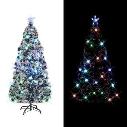 Förbelyst julgran med fot och LED 210 cm fiberoptik