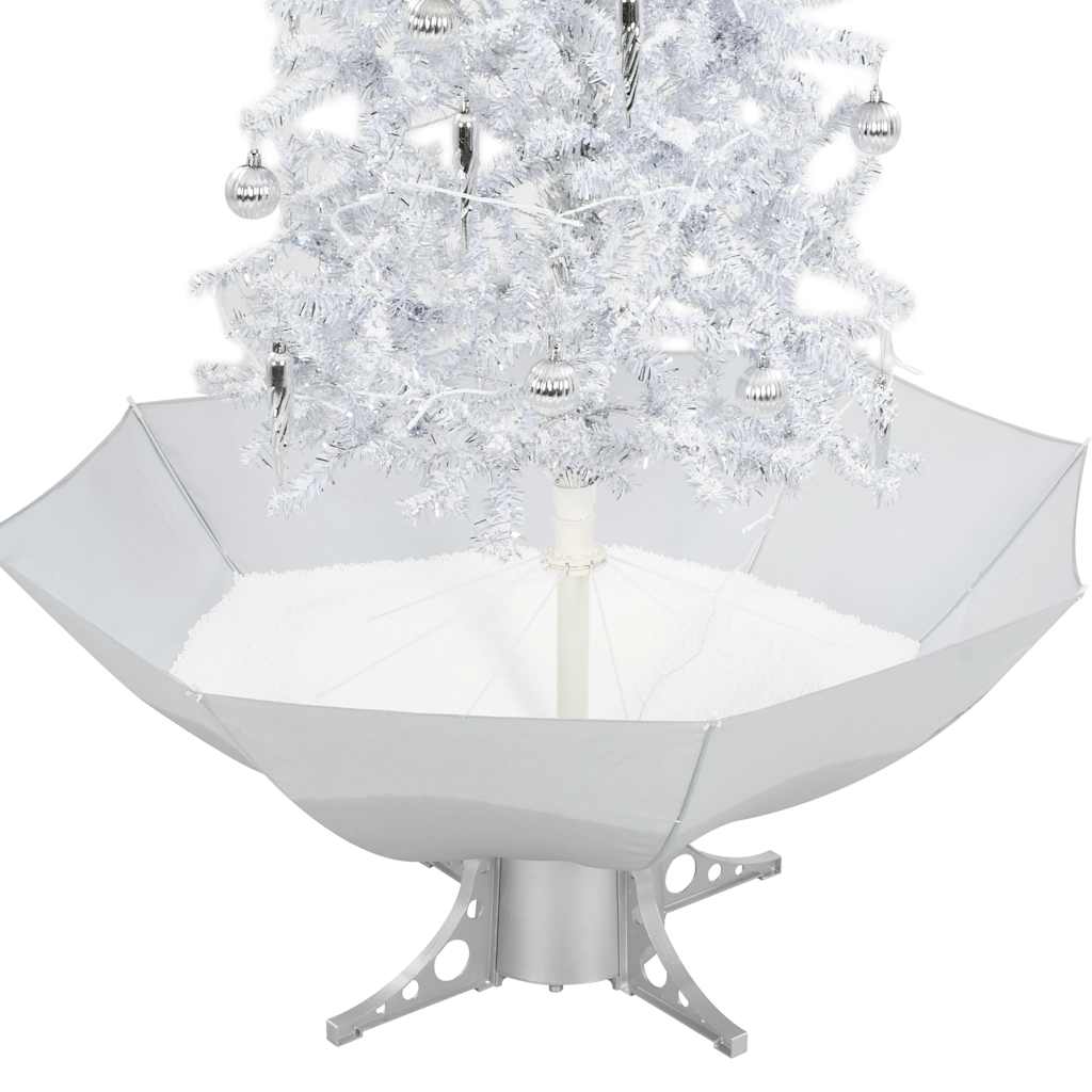 Julgran med snö och paraplybas vit 170 cm